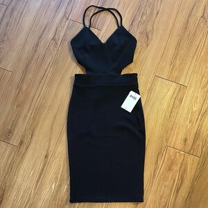 Sexy Black Spaghetti Strap Cut-Out Dress